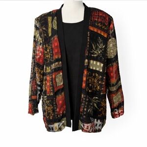 Patchwork Kimono Jacket 2 in 1 Fooler Boho Sheer Lightweight Cardigan
